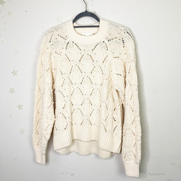 H & M  cream cotton swis dot open knit sweater - Picture 5 of 10